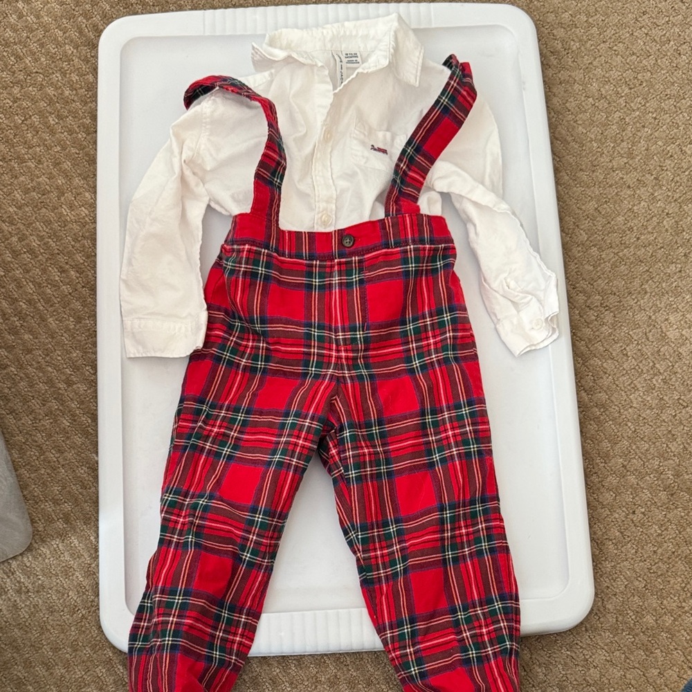 Plaid Red Kids Overalls